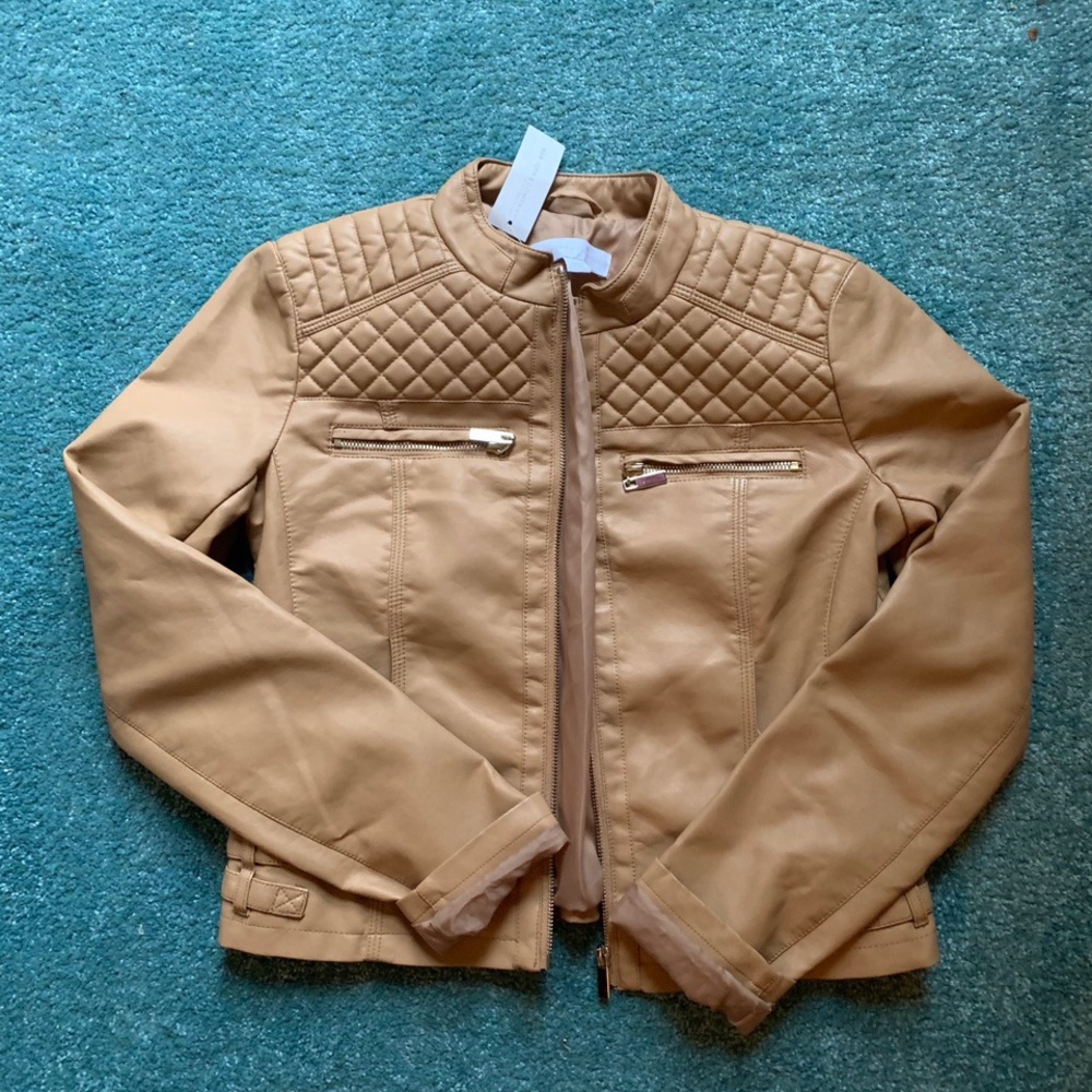 NY&C tan leather Moto jacket